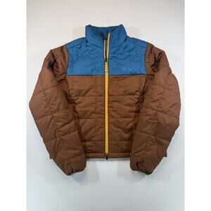 Stoic Youth Insulated Puffer Jacket Colorblock Blue Brown Yellow Small